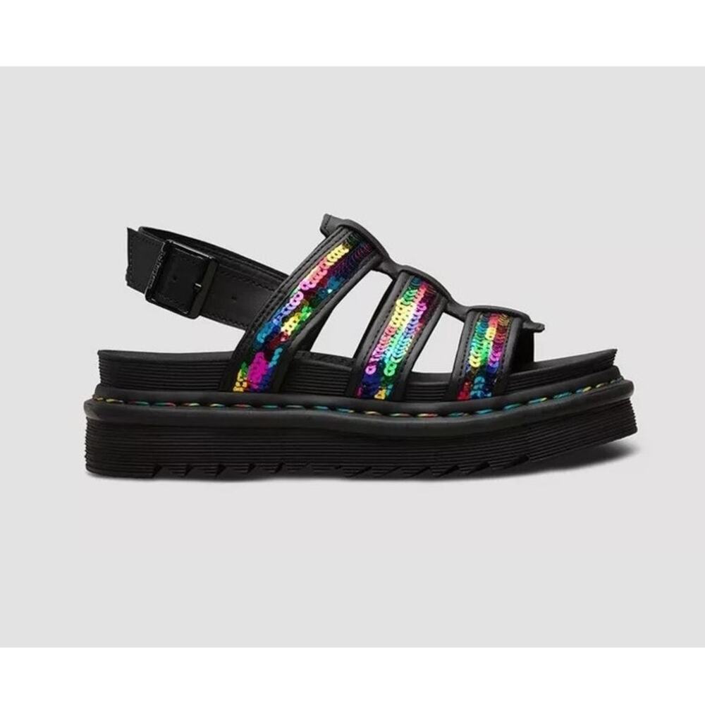 Dr. Martens Yelena Sequin Chunky Rainbow Sandals - US size 9